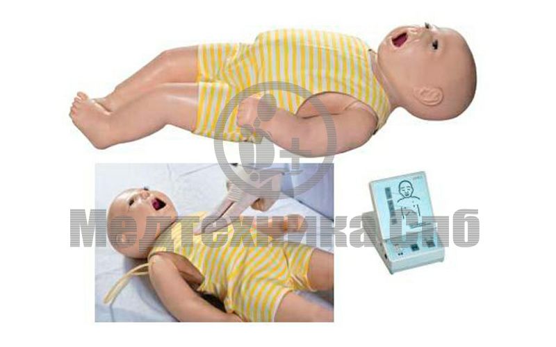 Малыш 8 Манекен-симулятор младенца для отработки навыков сердечно-лёгочной реанимации, интубации, сестринского ухода и пунктирования костного мозга с контроллером